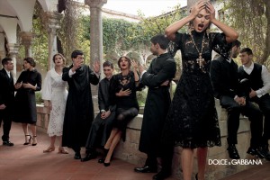 dolce-and-gabbana-fall-winter-2014-women-campaign-photos-kate-king-black-brocade