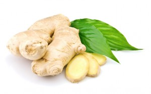 Ginger with leaves